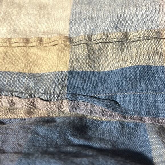 Yuvita Chambray Sleeveless Pintuck Plaid Linen Dress Lagenlook Blue Size S $148 - Picture 11 of 11